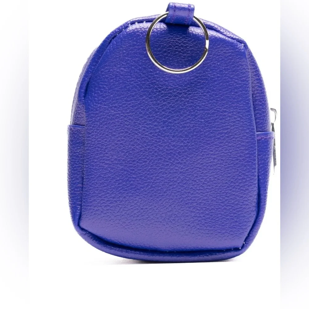 🔴3/$12 NWT Mini Backpack Keychain Skater Print Blue Coin Pouch Clip Bag Charm‎
